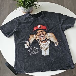 Romwe Washed Black Tory Lanes Graphic T-Shirt